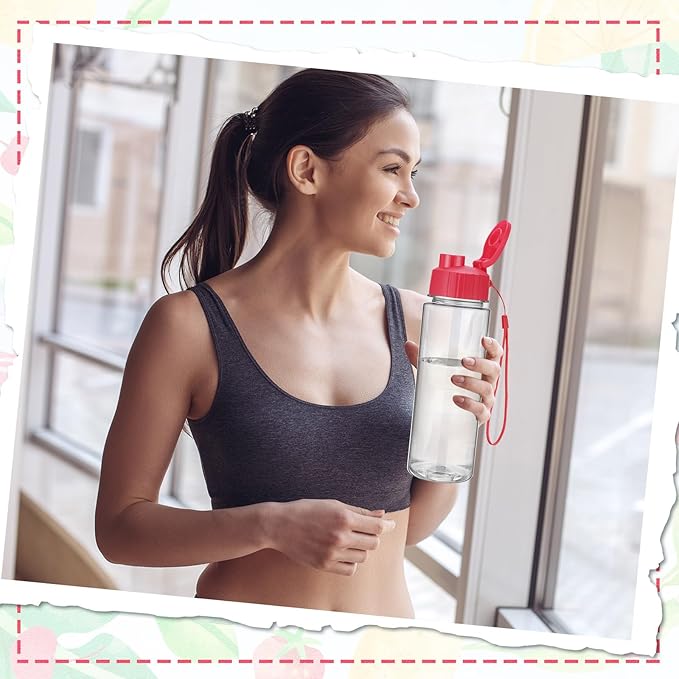 Maxcheck 30 Pieces Water Bottle Bulk 17 oz Plastic Sports Water Bottles Bulk with Handle Strap Lightweight Leakproof Drink Flip Top for Adults Fit Gym(Classic Style,Blue,Pink,Yellow,Rose Red,Green)