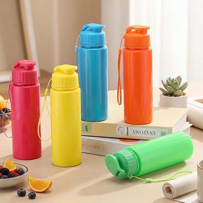 Domensi 50 Pieces Plastic Water Bottle Bulk 17 oz Sports Adults Reusable Large Water Bottles with Leak Proof Flip Top for Adults Fitness (Vivid Colors)