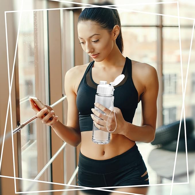 Mifoci 20 Pieces Water Bottle Bulk 17 oz Plastic Water Bottles Bulk Gym Sports Adults Reusable Large Bottles with Leak Proof Flip Top for Party Outdoor(Regular Style,White)