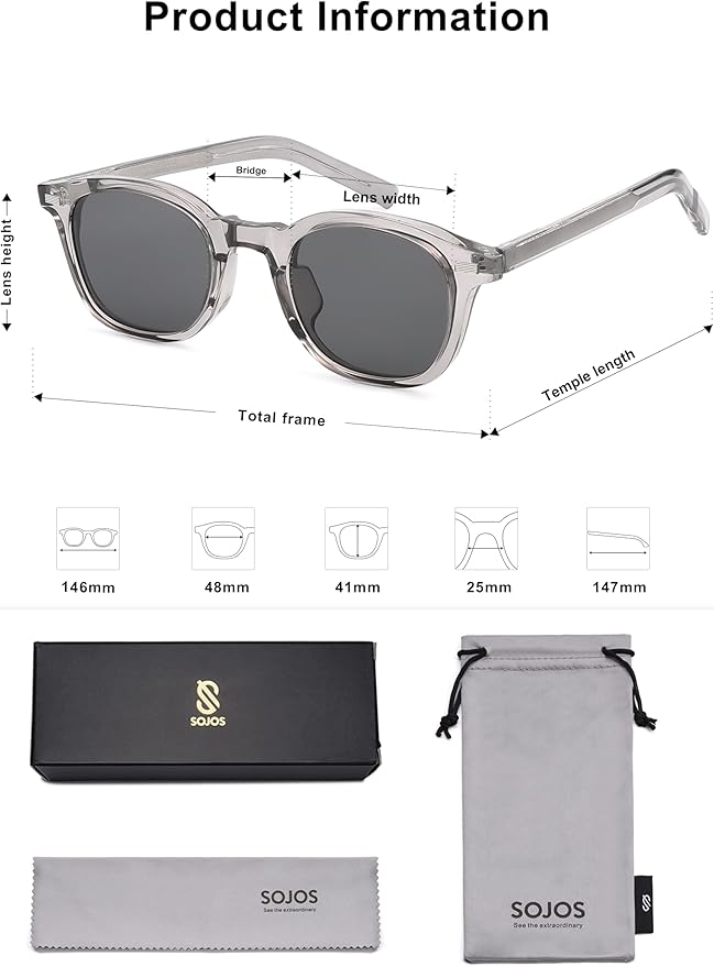 SOJOS Retro Square Sunglasses for Women Men Vintage Shades UV Protection Sunnies SJ2316