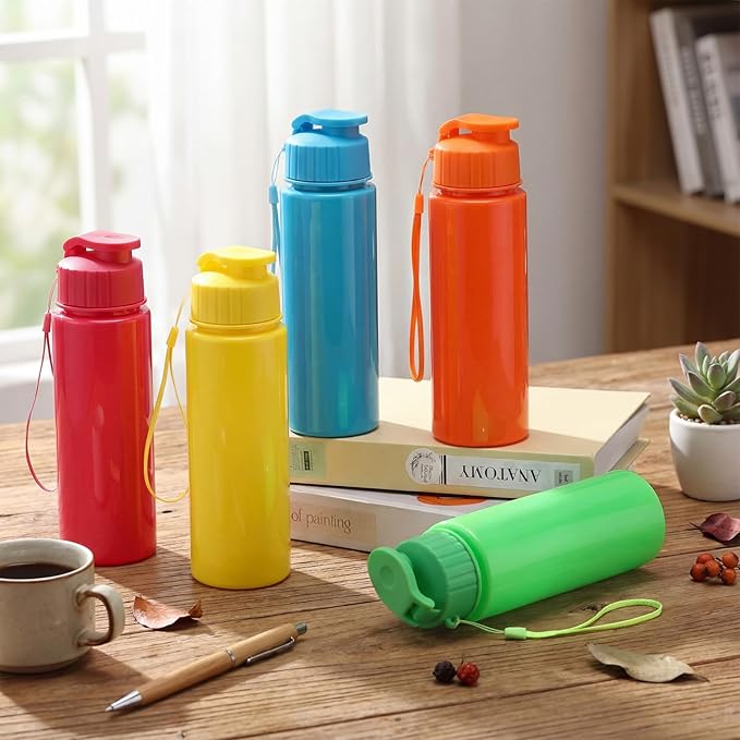 Mifoci 20 Pieces Water Bottle Bulk 17 oz Plastic Water Bottles Bulk Gym Sports Adults Reusable Large Bottles with Leak Proof Flip Top for Party Outdoor(Regular Style,Solid Mixed Colors)