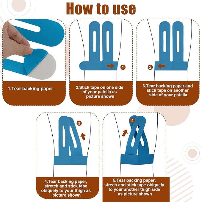 10Pcs Kinesiology Tape for Knees,Athletic Tape,Waterproof & Breathable Kinesio Tape,Elastic Sports Tape for Knee Pain Relief,Kinesiology Tape Precut,Knee Tape,Muscle Tape for Knee Support (Blue)