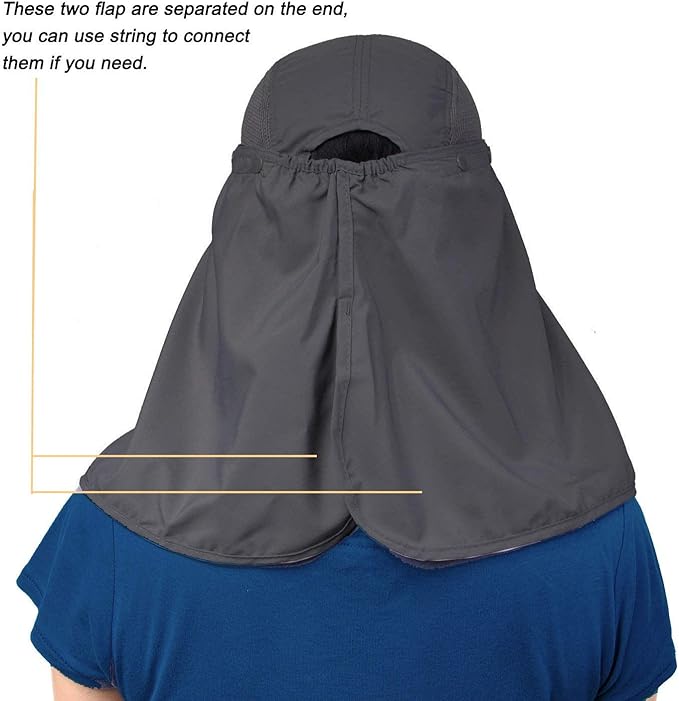 traderplus Fishing Hat Men/Women Outdoor Sun Cap UV Sun Protection Hat with Removable Neck Flap & Face Cover Cycling Hiking
