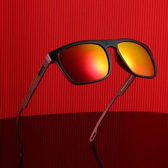 ZENOTTIC Polarized Sunglasses Men Square: Unbreakable TR90 Frame Carbon Fiber Temple UV400 Protection Sun Glasses for Driving