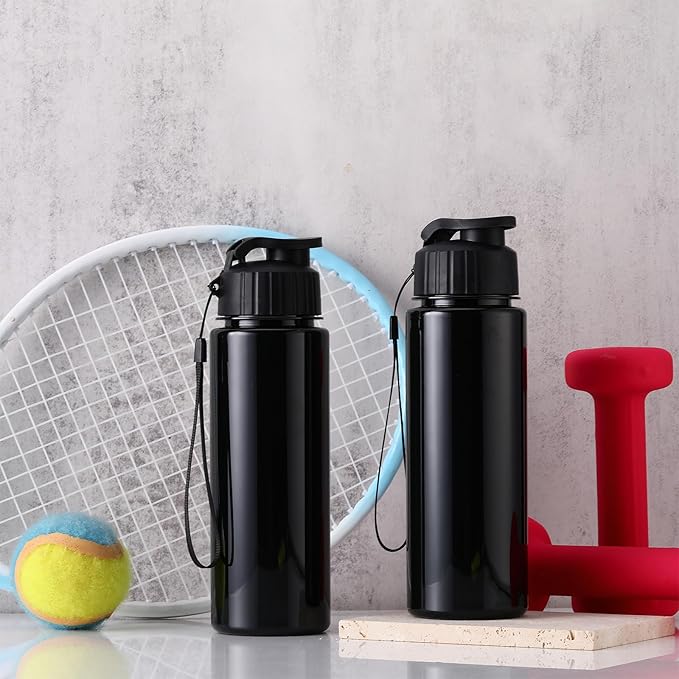 Mifoci 20 Pieces Water Bottle Bulk 17 oz Plastic Water Bottles Bulk Gym Sports Adults Reusable Large Bottles with Leak Proof Flip Top for Party Outdoor(Regular Style,Solid Black)