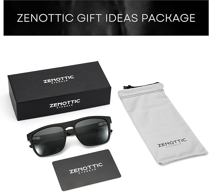 ZENOTTIC Polarized Sunglasses Men Square: Unbreakable TR90 Frame Carbon Fiber Temple UV400 Protection Sun Glasses for Driving