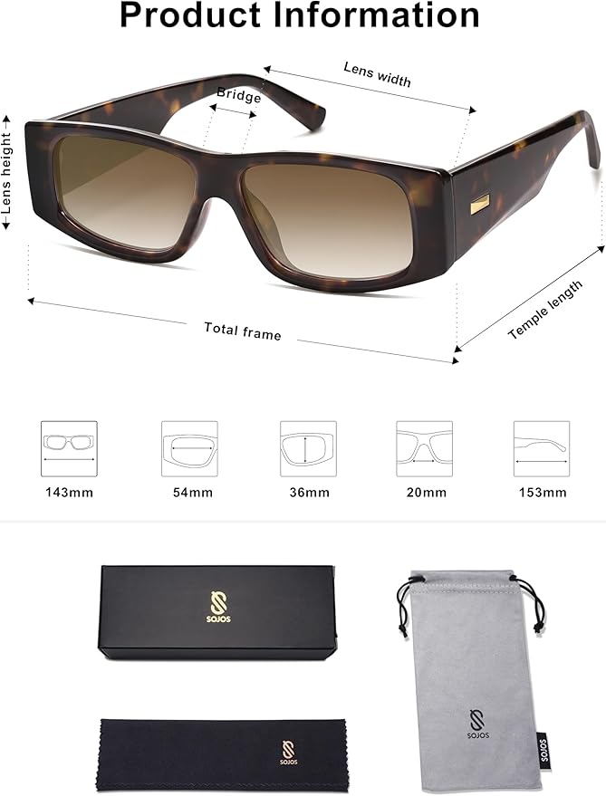 SOJOS Trendy Y2K Rectangle Polarized Sunglasses for Women Men Fashion Designer Rave Sunglasses SJ2228