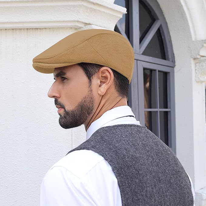 Men's Adjustable Newsboy Hat Classic Flat Gatsby Cabbie Ivy Cap for Golf Driving Winter