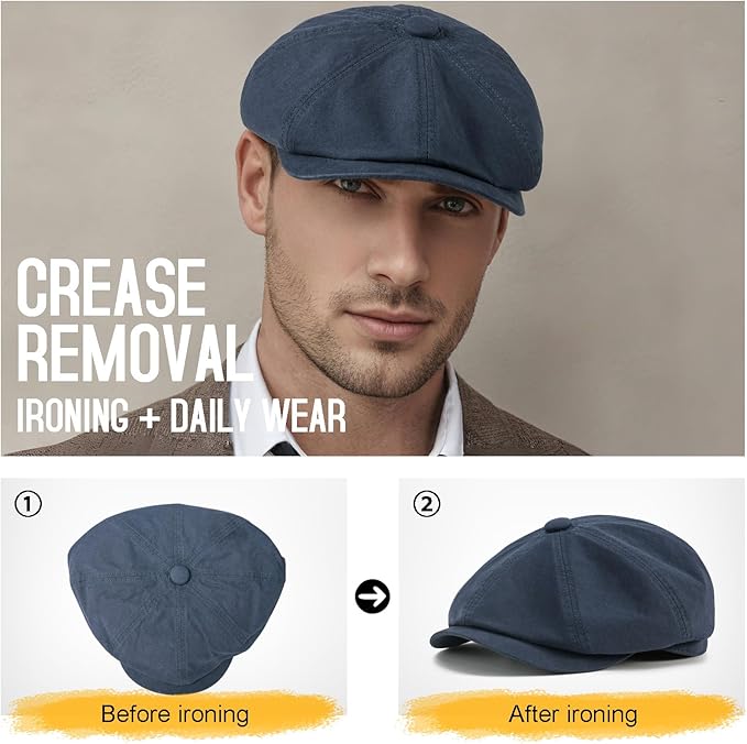 BOTVELA Men's Newsboy Gatsby Hat Cotton Vintage Flat Ivy Cabbie Cap