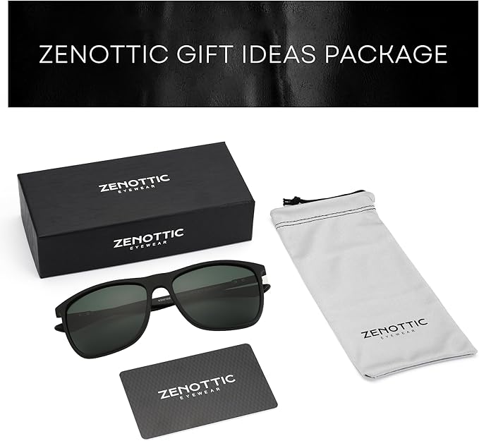 ZENOTTIC Square Polarized Sunglasses for Men Ultralight Carbon Fiber Sun Glasses Driving Fishing Golf Sports UV400 Protection