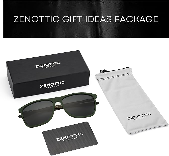 ZENOTTIC Square Polarized Sunglasses for Men Ultralight Carbon Fiber Sun Glasses Driving Fishing Golf Sports UV400 Protection