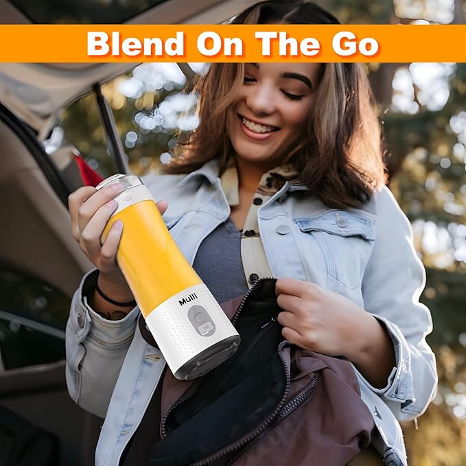 Mulli Pro-Grade Personal Blender 18K RPM - USB-C Rechargeable Ice Crusher, Travel Blender for Gym Camping Baby Food, 13oz BPA-Free with Flip-Top Lid (FCC/CE Certified)