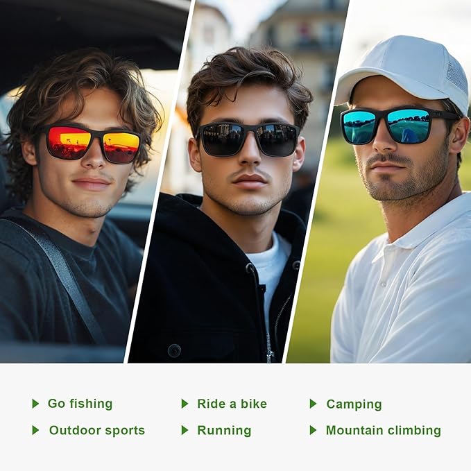 Fanshen Polarized Sports Sunglasses for Men, UV Protection Lightweight Sun Glasses for Driving Fishing Golf Cycling