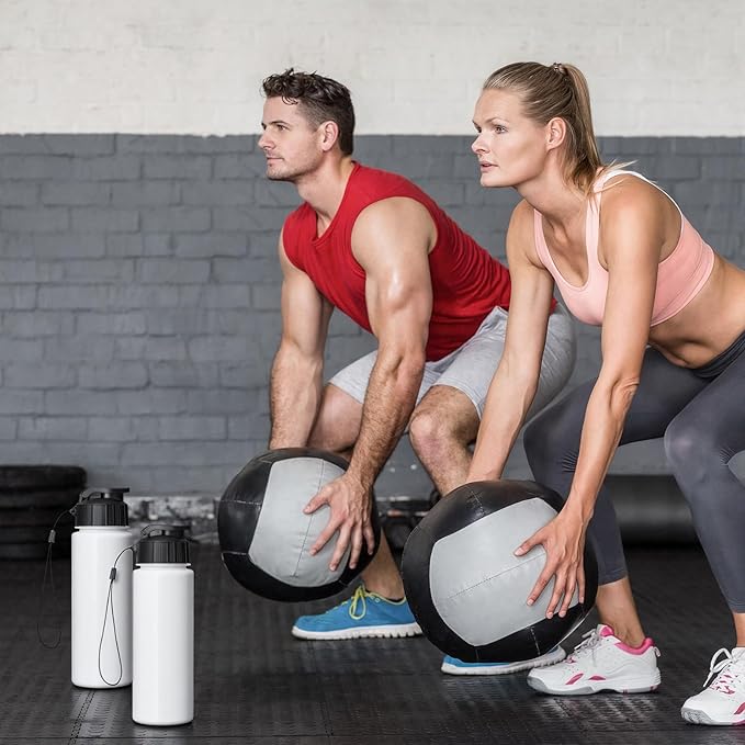 Mifoci 20 Pieces Water Bottle Bulk 17 oz Plastic Water Bottles Bulk Gym Sports Adults Reusable Large Bottles with Leak Proof Flip Top for Party Outdoor(Regular Style,Solid White)