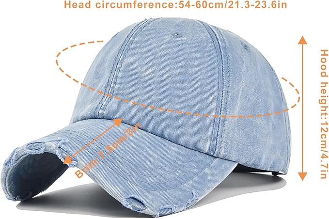 XYIYI Vintage Washed Distressed Baseball Cap Adjustable Cotton Dad Hat for Women Men