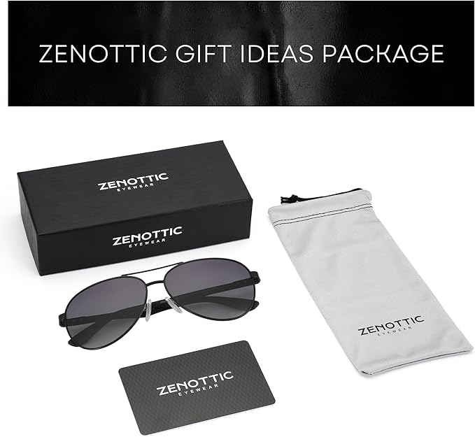 ZENOTTIC Polarized Aviator Sunglasses for Men Carbon Fiber Temple Pilot Sun Glasses with Mirrored Lens UV Protection