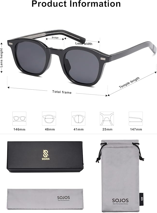 SOJOS Retro Square Sunglasses for Women Men Vintage Shades UV Protection Sunnies SJ2316