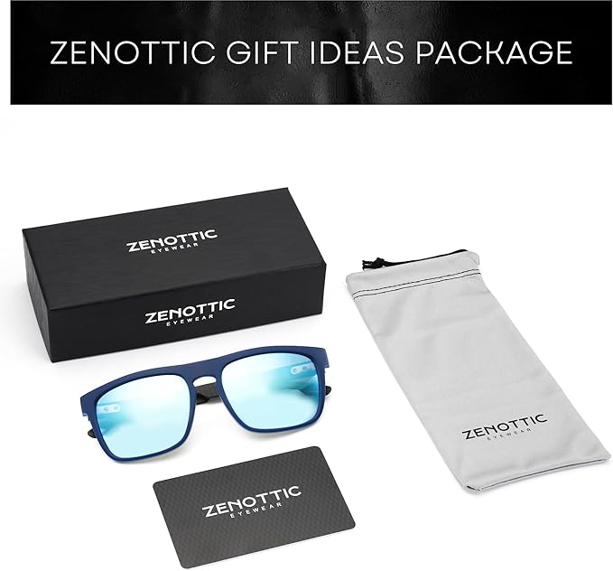 ZENOTTIC Polarized Sunglasses Men Square: Unbreakable TR90 Frame Carbon Fiber Temple UV400 Protection Sun Glasses for Driving