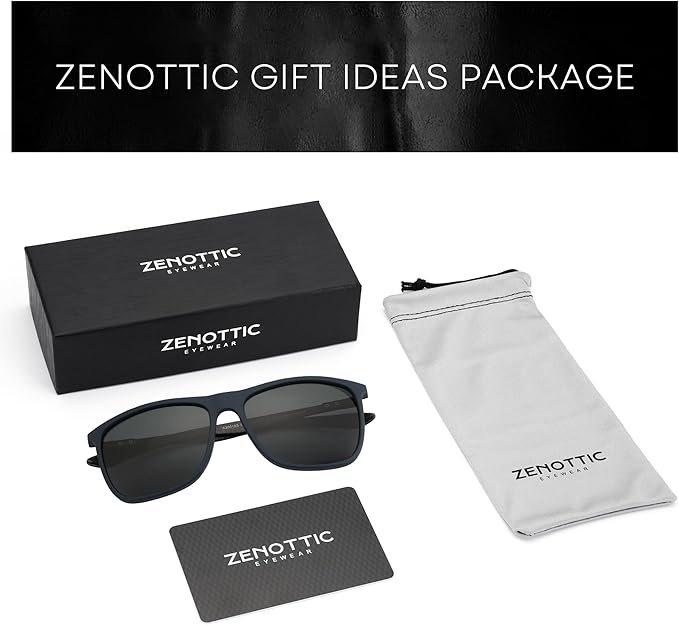 ZENOTTIC Square Polarized Sunglasses for Men Ultralight Carbon Fiber Sun Glasses Driving Fishing Golf Sports UV400 Protection
