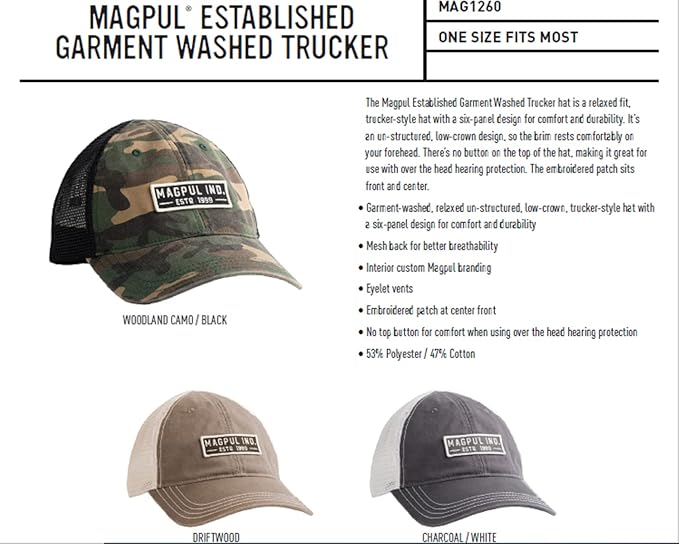 Magpul Trucker Hat Snap Back Baseball Cap, One Size Fits Most