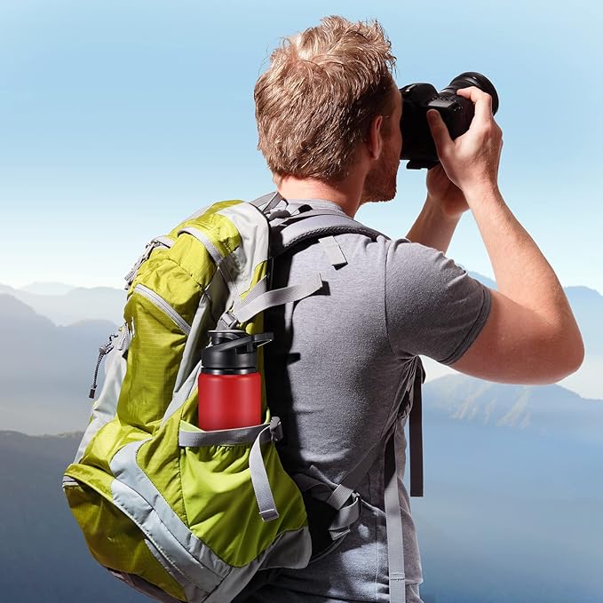 Chengu 10 Pcs 25oz Reusable Aluminum Water Bottle Bulk Lightweight Outdoor Sports Water Bottles Easy Carry Leak Proof for Travel Gym Camping Hiking Fishing, Snap Lid (Red)