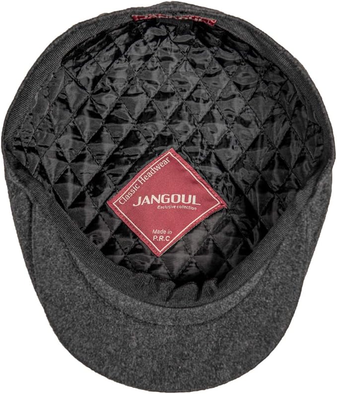 Men Wool Blend 8 Panel Newsboy Cap Tweed Cabbie Hat Snap Brim