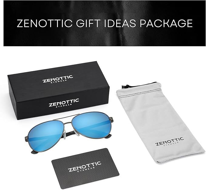 ZENOTTIC Polarized Aviator Sunglasses for Men Carbon Fiber Temple Pilot Sun Glasses with Mirrored Lens UV Protection