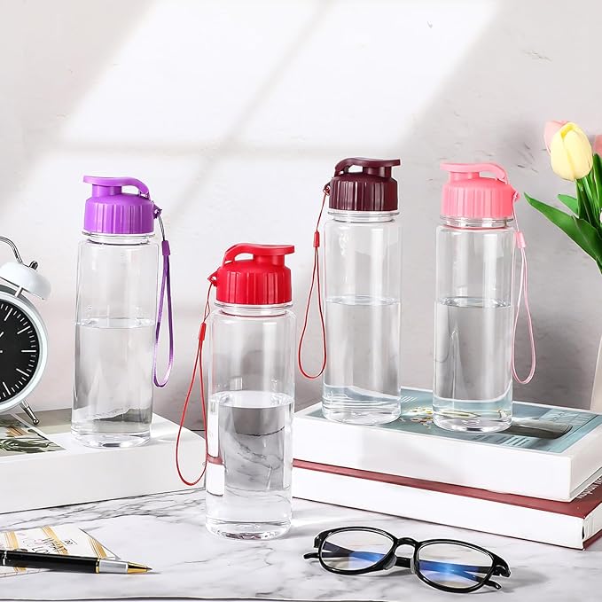 Mifoci 20 Pieces Water Bottle Bulk 17 oz Plastic Water Bottles Bulk Gym Sports Adults Reusable Large Bottles with Leak Proof Flip Top for Party Outdoor(Regular Style,Vibrant Color)