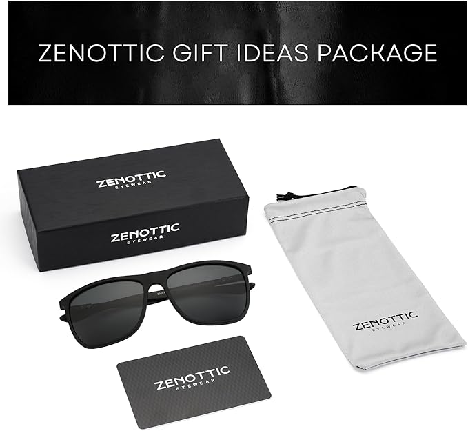 ZENOTTIC Square Polarized Sunglasses for Men Ultralight Carbon Fiber Sun Glasses Driving Fishing Golf Sports UV400 Protection