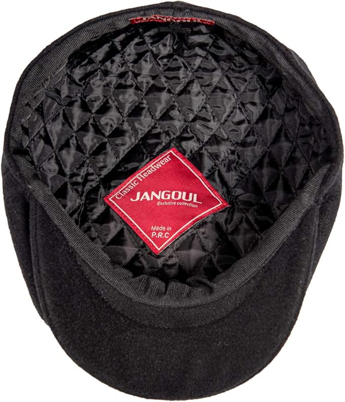 Men Wool Blend 8 Panel Newsboy Cap Tweed Cabbie Hat Snap Brim