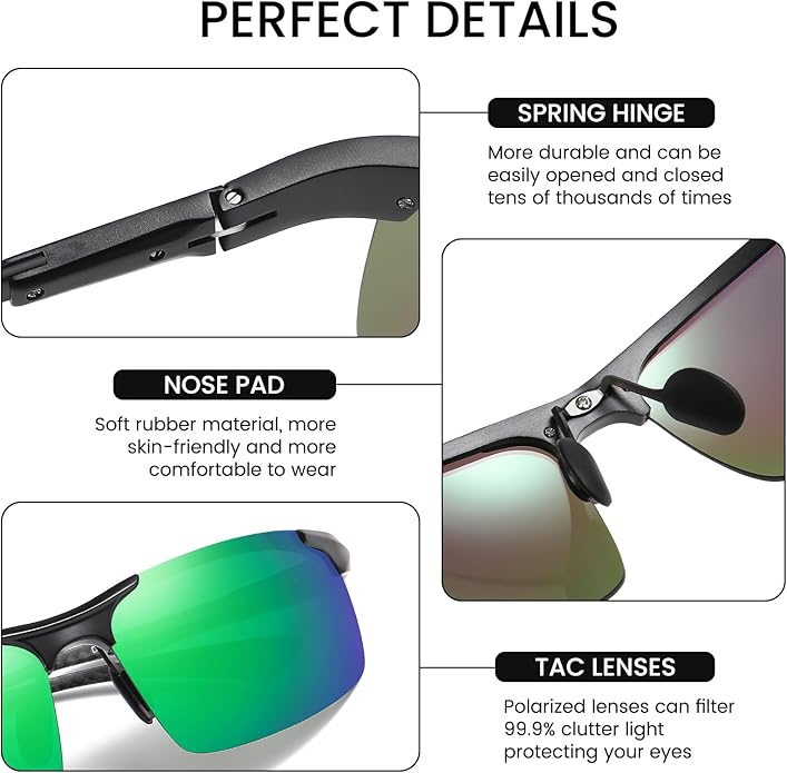 DUCO Mens Sunglasses Polarized Sports Fishing Running Driving Carbon Fiber Sunglasses for Men UV400 Protection DC8277