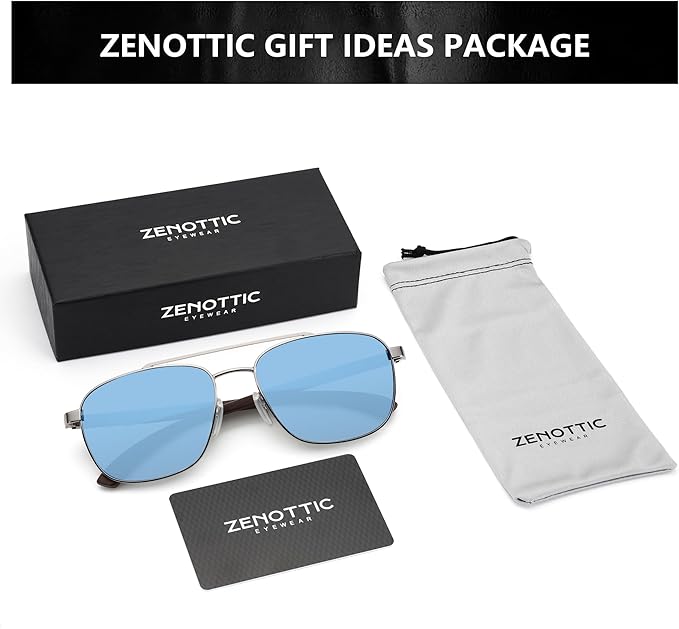 ZENOTTIC Aviator Wood Polarized Sunglasses for Men 100% UV Protection Fishing Driving Golf