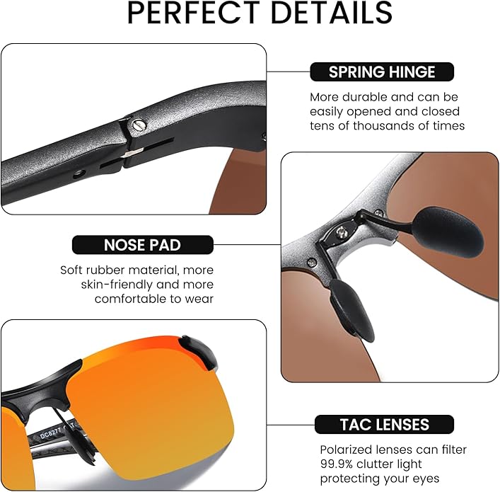 DUCO Mens Sunglasses Polarized Sports Fishing Running Driving Carbon Fiber Sunglasses for Men UV400 Protection DC8277