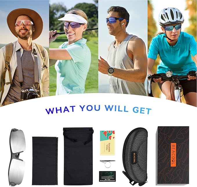 BEACOOL Polarized Sports Sunglasses for Men Women Youth Baseball Cycling Running Driving Fishing Golf Motorcycle TAC Glasses