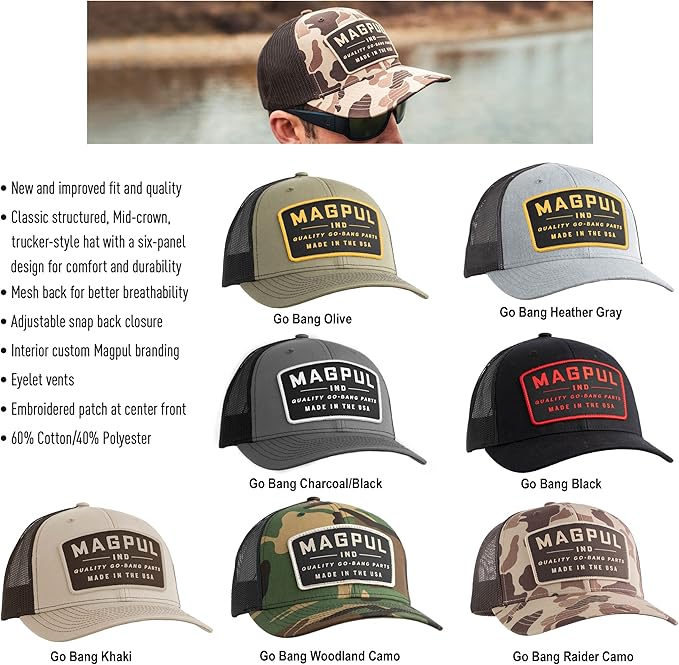 Magpul Trucker Hat Snap Back Baseball Cap, One Size Fits Most