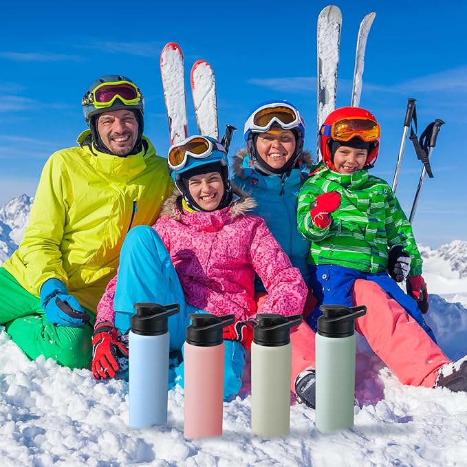 Domensi Aluminum Water Bottle Bulk Reusable Water Bottle, Lightweight Easy Carry Leakproof with Snap Lid Travel Bottles, for Gym Outdoor Sports Cycling Camping Fishing(25oz, 18 Pack)