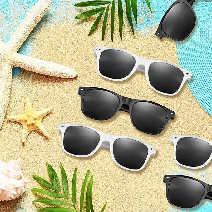 ASTARON Black Sunglasses Bulk, 6/12/24/48 Pack Sunglasses Party Favors for Summer Beach Pool Birthday Wedding Party Supplies