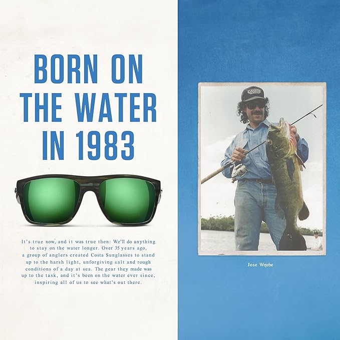 Costa Del Mar Sunglasses for Men - Brine Mens Polarized Sunglasses - Fishing, Boating & Beach UV Protection - Size 59-580P