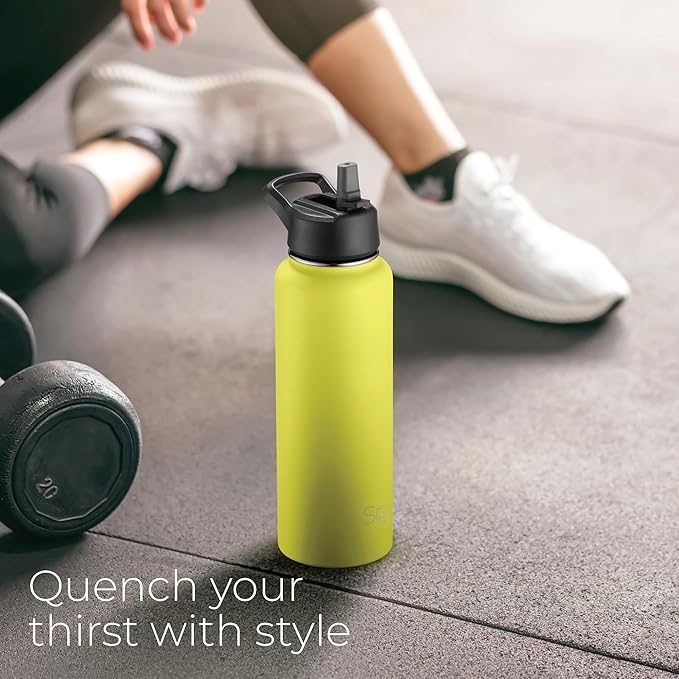 SIPX™ 40 oz Insulated Water Bottle with 3 Lids – Leakproof Stainless Steel, Triple Insulated – Cold 24 Hours/Hot 12 Hours – Durable Bottle for School, Gym, Travel – Yellow