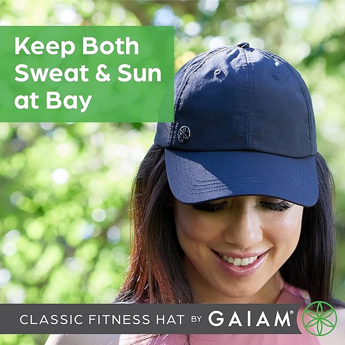 Gaiam Women's Classic Fitness Running Hat - Ponytail Hats with Quick-Dry Sweatband for Hiking & Summer Beach Vacation