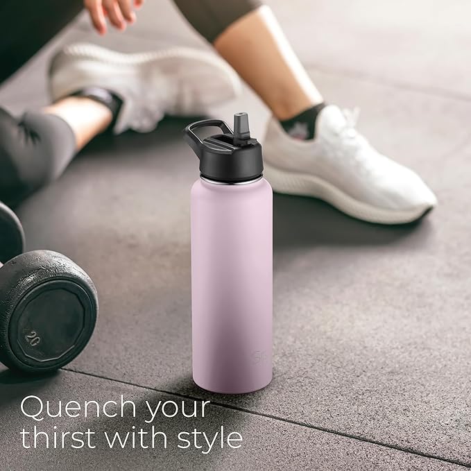 SIPX™ 40 oz Insulated Water Bottle with 3 Lids – Leakproof Stainless Steel, Triple Insulated – Cold 24 Hours/Hot 12 Hours – Durable Bottle for School, Gym, Travel – Purple