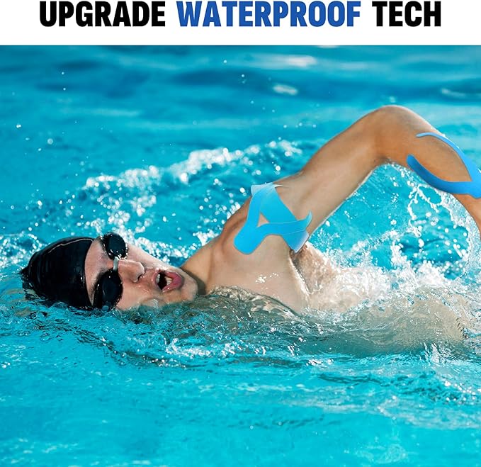 5 Rolls Kinesiology Tape, 2 inch x 16.4 Feet Waterproof Athletic Tape, Uncut Kinetic Tape, Muscle Tape, Sports Tape, Knee Tape for Exercise and Daily Use - Blue