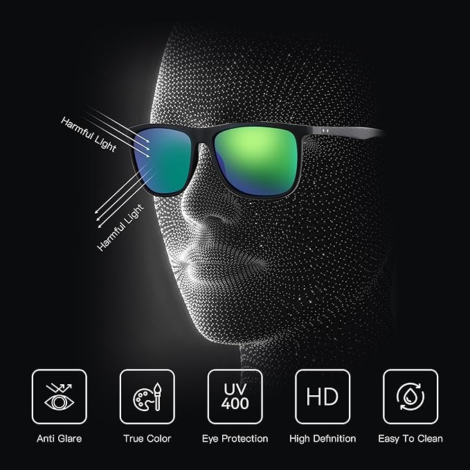 ZENOTTIC Square Polarized Sunglasses for Men Ultralight Carbon Fiber Sun Glasses Driving Fishing Golf Sports UV400 Protection