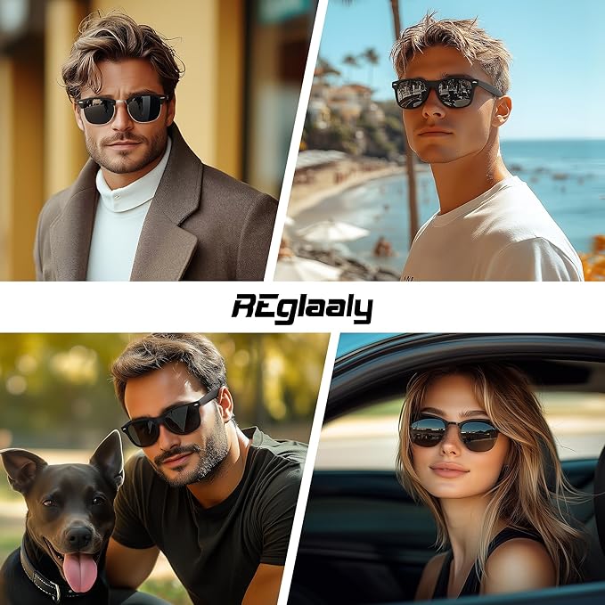 Sunglasses Men and Womens, Polarized Sunglasses for men with UV Blocking Semi-Rimless Frame for Driving & Hiking
