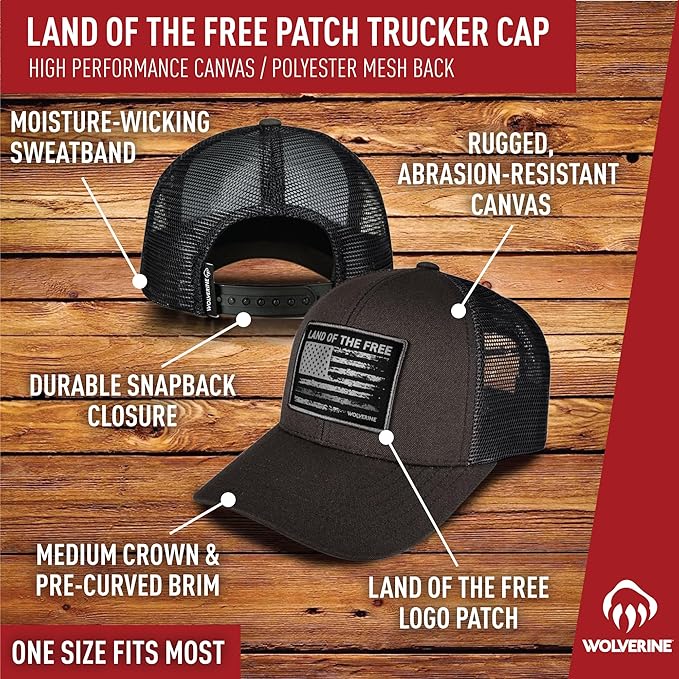 Wolverine America Hat | Adjustable | Flag | Patriot | Ballcap | Durable | American | USA