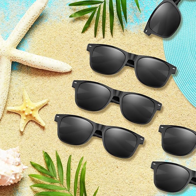 ASTARON Black Sunglasses Bulk, 6/12/24/48 Pack Sunglasses Party Favors for Summer Beach Pool Birthday Wedding Party Supplies