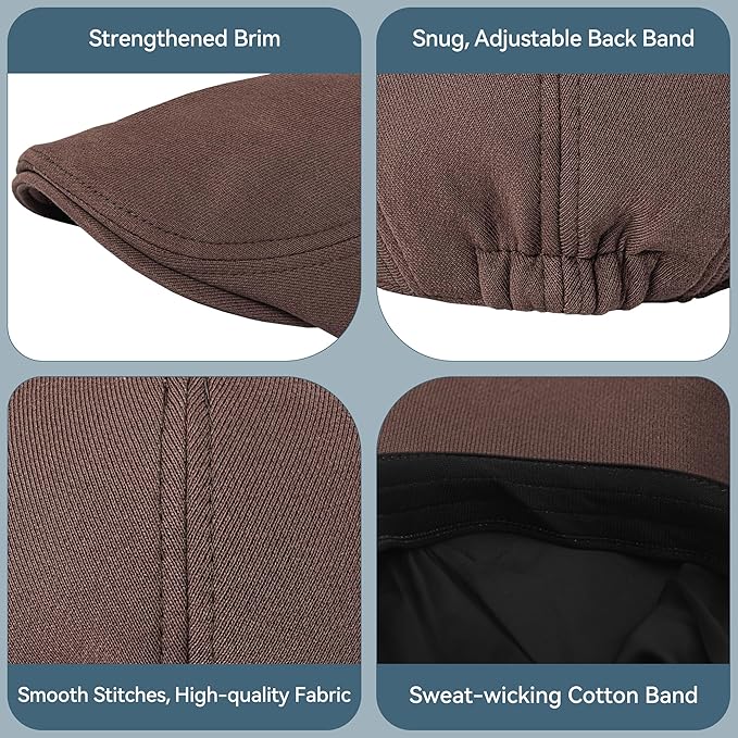 KUJUHA Men's Newsboy Cap Cotton Flat Ivy Gatsby Newsboy Hat Driving Hat Irish Cabbie Hunting Caps Winter Hat