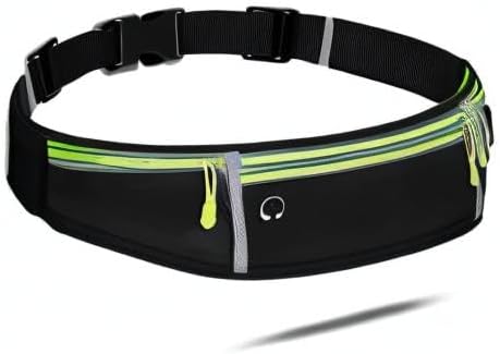 Waist pack sport running Belt Pack with adjustable Strap for running hiking travel outdoors sport (Black, 4 Pockets)
