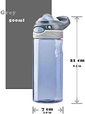 DEARART 20oz Grey Water Bottle Small Clear Bottles, 100% Leakproof Wide Mouth Easy Clean, No Straw Has Handle Carry Easily, Suit Sports School Office Yoga Gym Home etc.