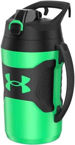 Under Armour Half Gallon Water Bottle Insulated, 64oz Insulated Water Bottle with Handle, Fence Hook, Leak Resistant, for Baseball, Football & More, Vapor Green/Black